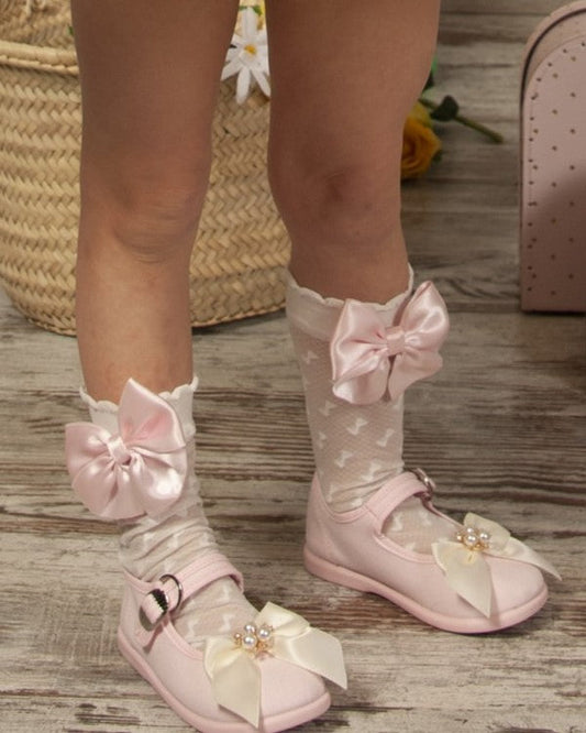 Sonata Pink Summer Bow Shoes (Made to order)