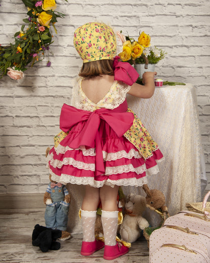 Girls Floral Bonnet - (Made to order)