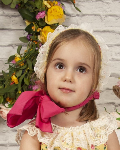Girls Floral Bonnet - (Made to order)