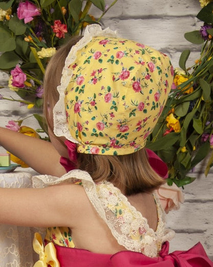 Girls Floral Bonnet - (Made to order)