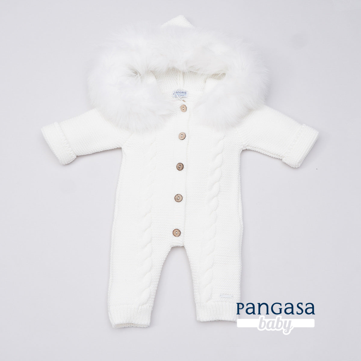 Pangasa Powder Pink Fur Cable Knitted Pramsuit - Preorder