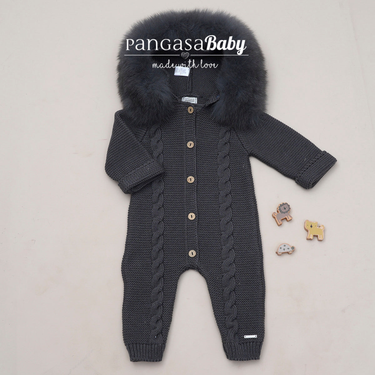 Pangasa Powder Pink Fur Cable Knitted Pramsuit - Preorder