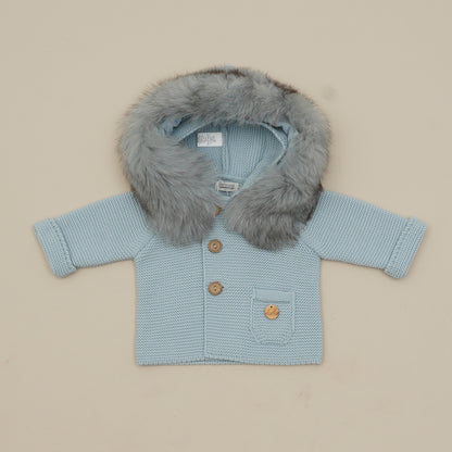 Pangasa Baby Luxury Fur Powder Blue Jacket - Preorder