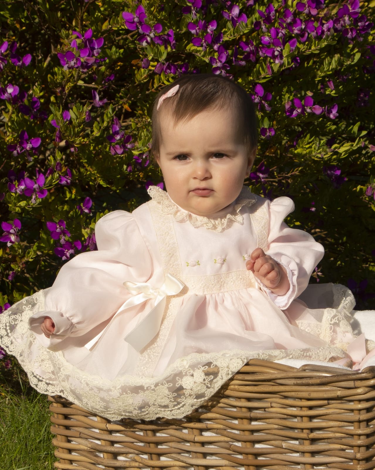 Pale Pink Embroidered Puffball Dress & Knickers AW (Made to order)