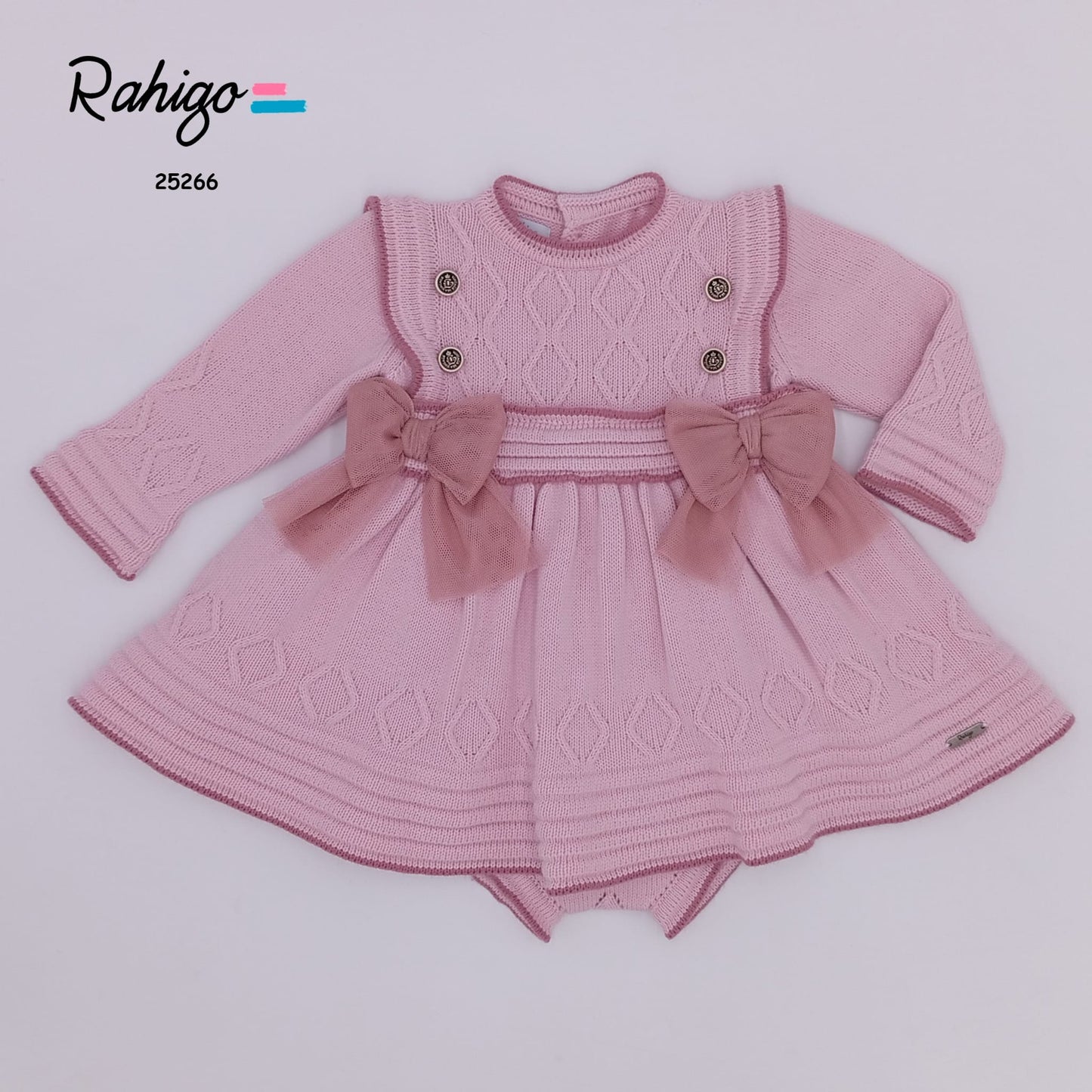 Baby Girls Rahigo Dusky Pink Dress with Knickers AW25 -in stock