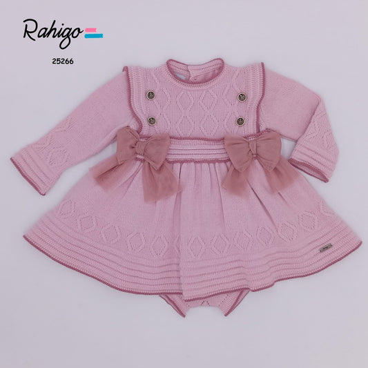 Baby Girls Rahigo Dusky Pink Dress with Knickers AW25 -in stock