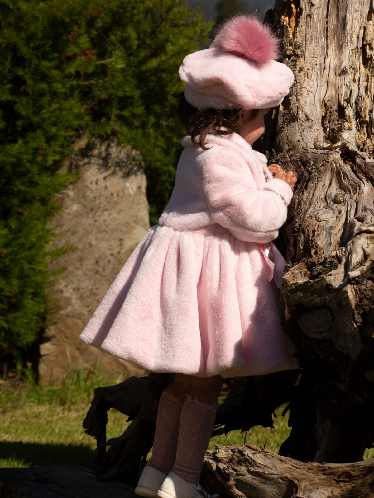 Pink Handmade Fur Pom Beret Hat AW (Made to order)