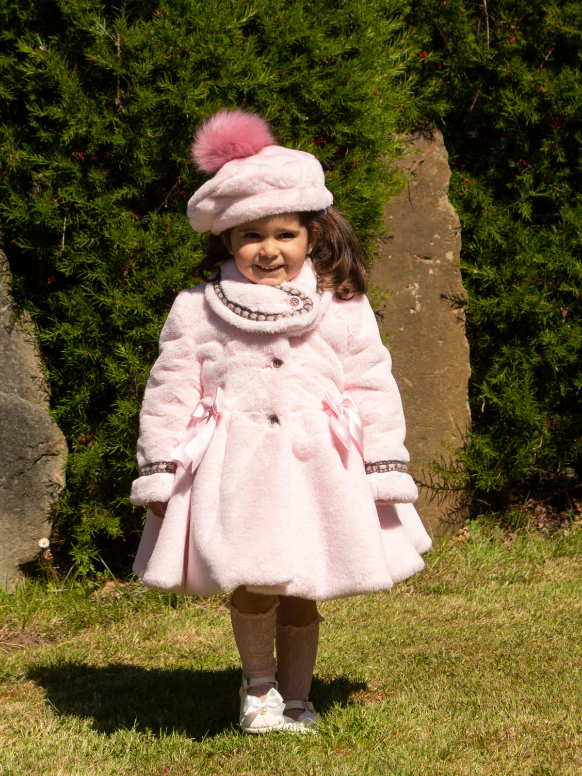 Pink Handmade Fur Pom Beret Hat AW (Made to order)