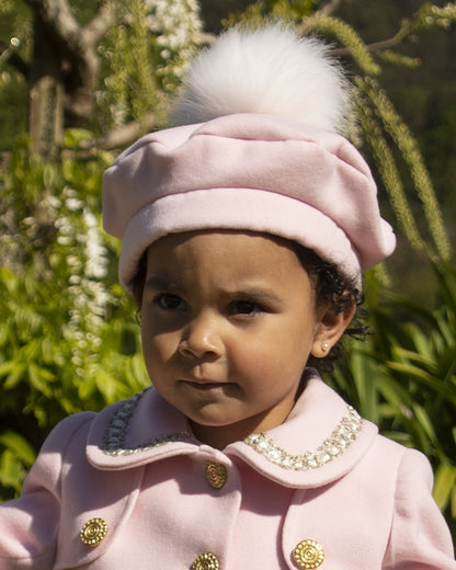 Pink Handmade Traditional Pom Beret Hat AW (Made to order)