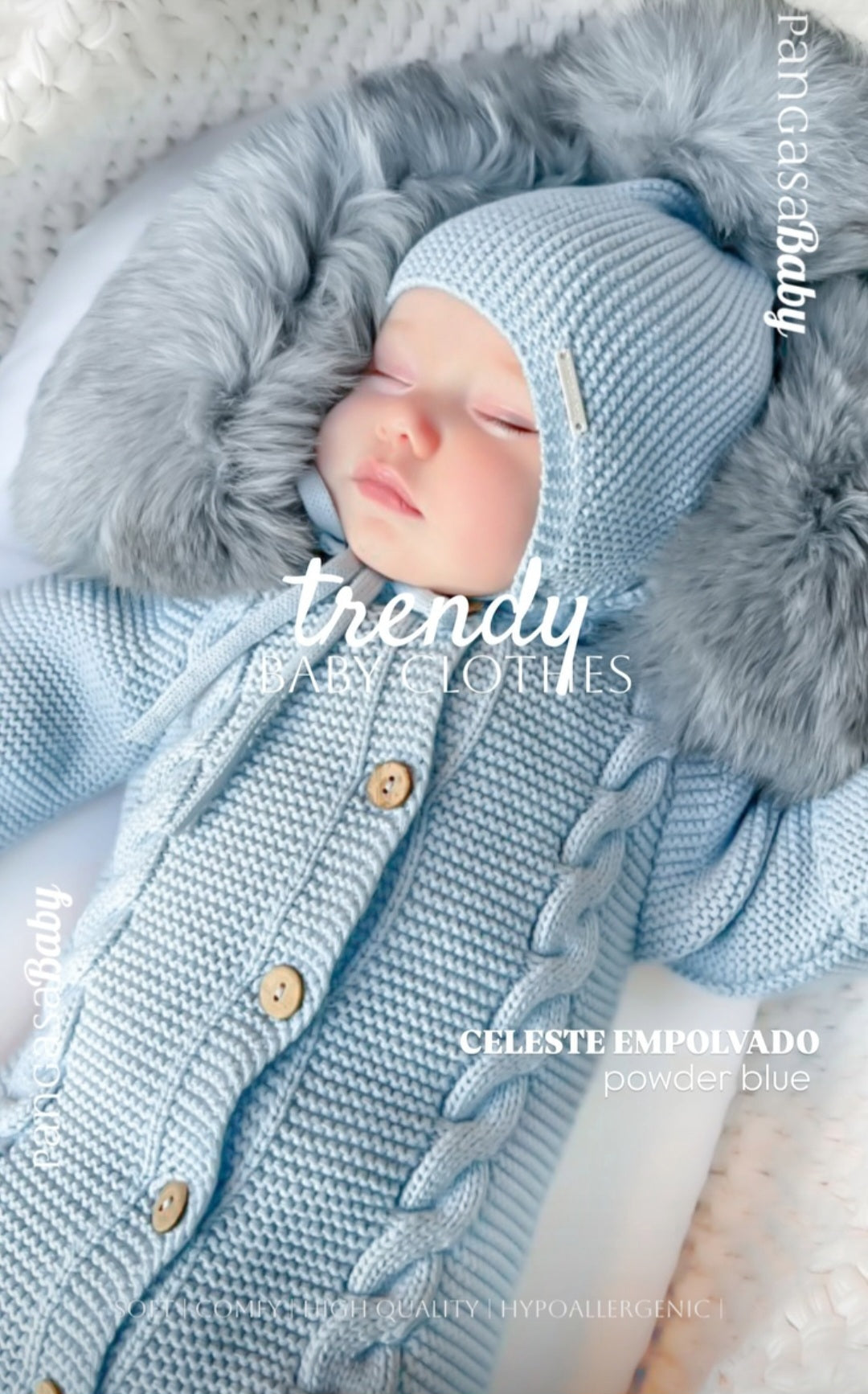 Pangasa Grey Fur Cable Knitted Pramsuit - Preorder