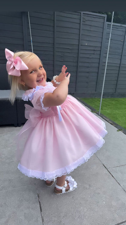 Sonata Girls Baby Pink Smocked Dress (Made to order)