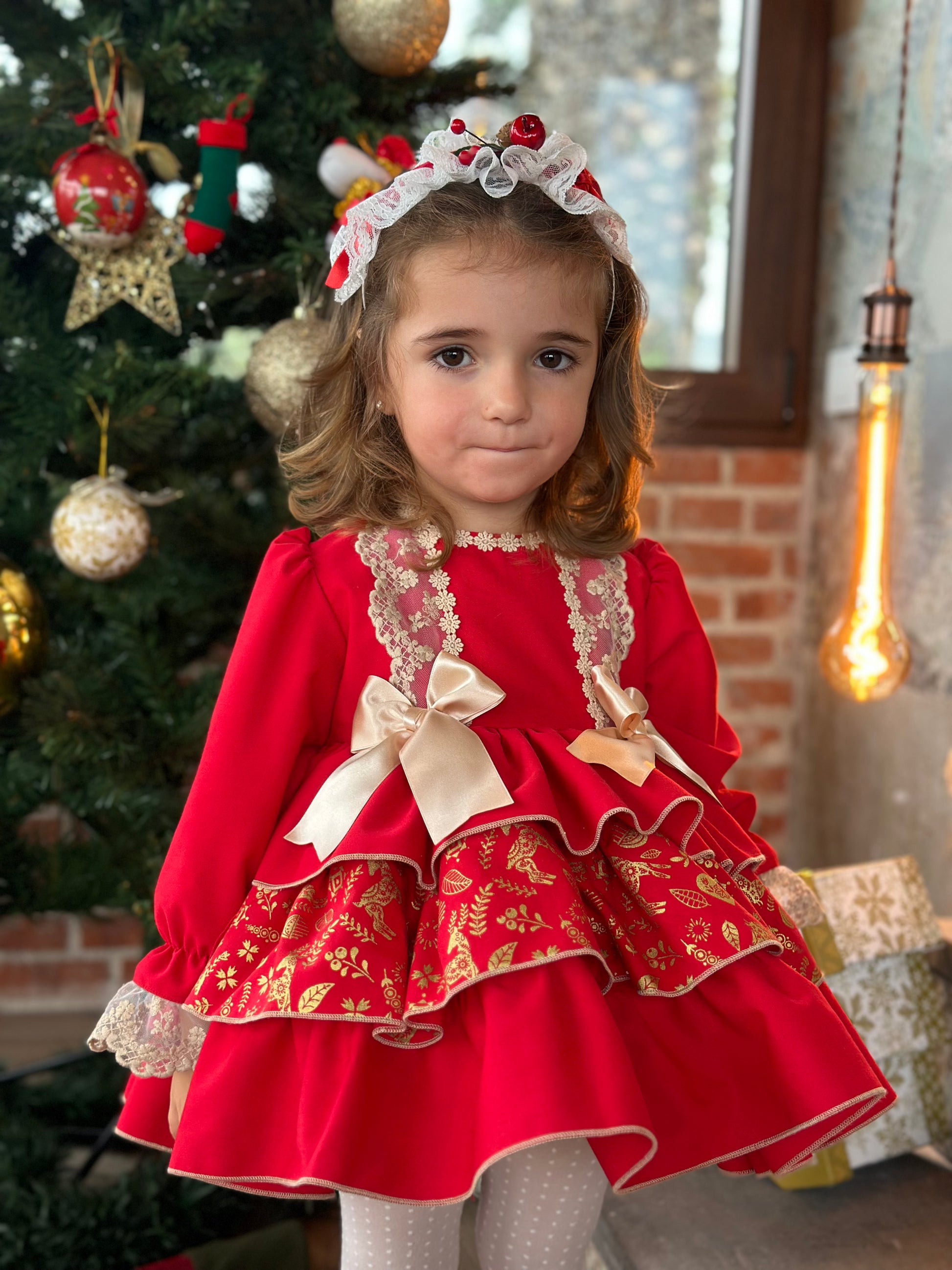 Traditional Red Christmas Dress AW (Made to order) Amor Bambino Childrenswear Traditional Red Christmas Dress AW (Made to order) Amor Bambino Childrenswear