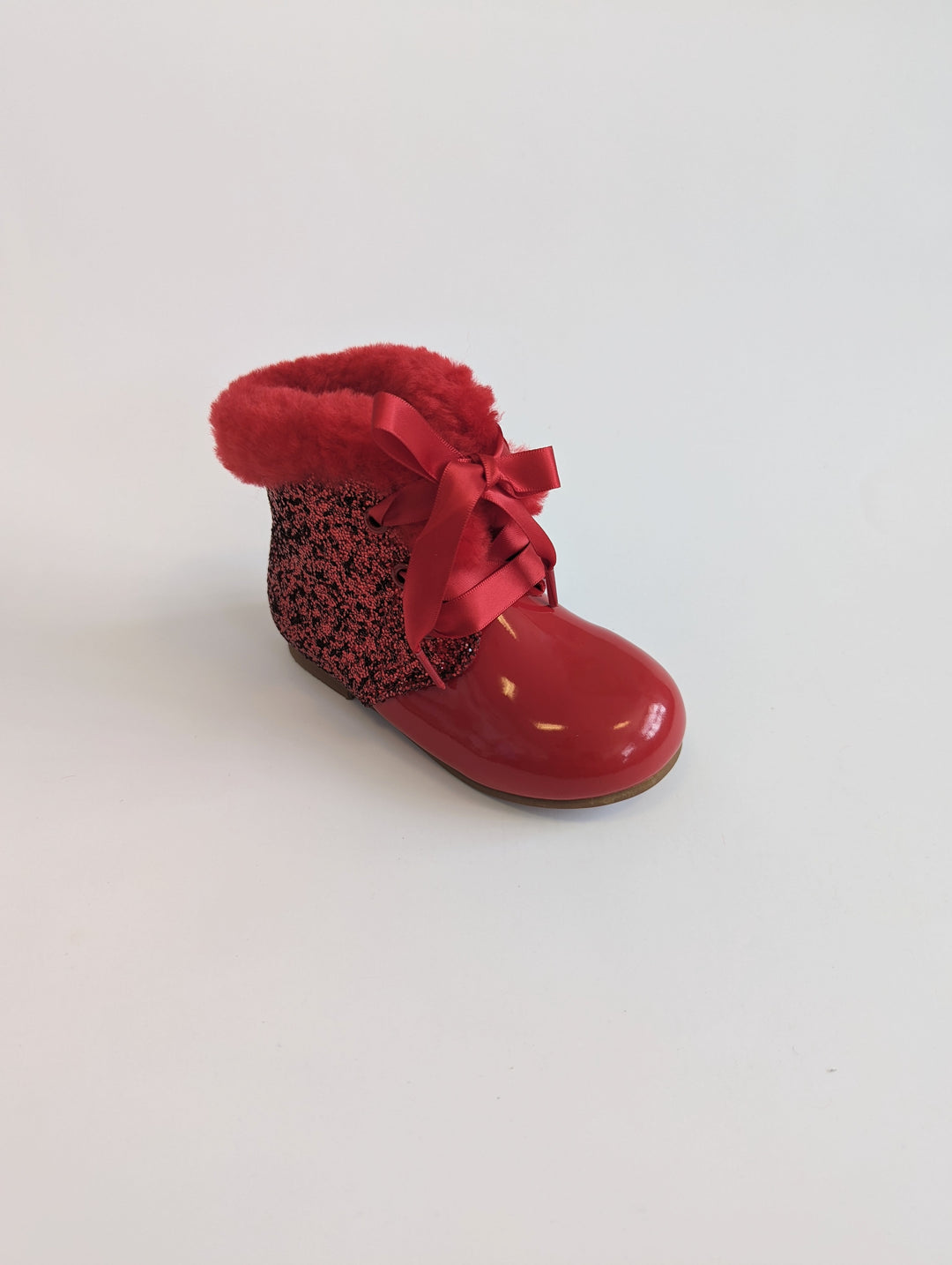 Girls Spanish Glitter Ribbon Tie Boots