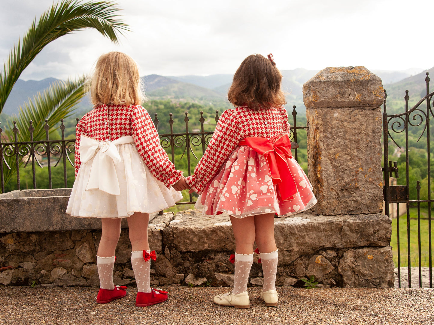 Sonata Dog Tooth Cream Heart Puffball Dress - (Made To Order)