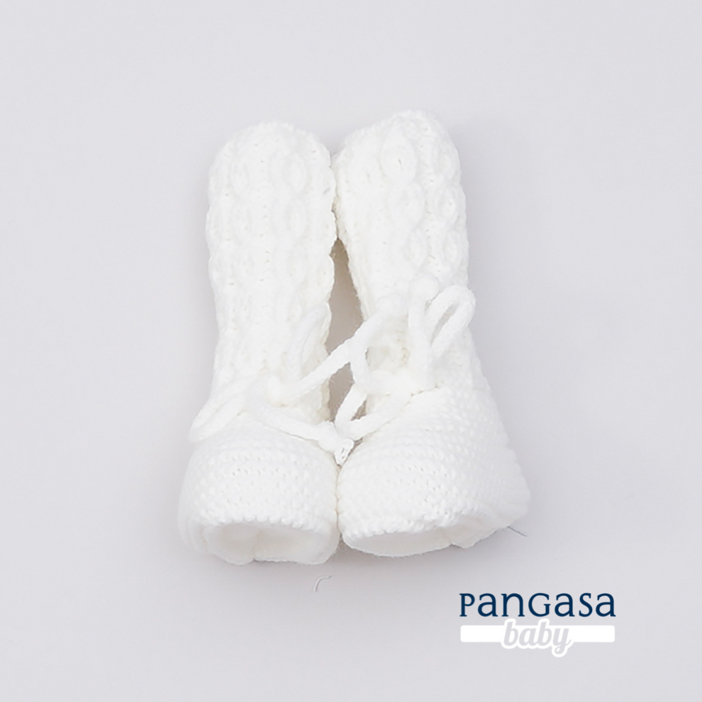 Pangasa Baby Ivory Cable Knitted Booties ~ AW26 Preorder