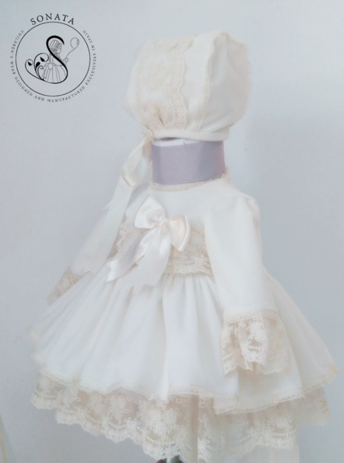 Sonata Ivory Velvet Puffball Dress (Made to order)