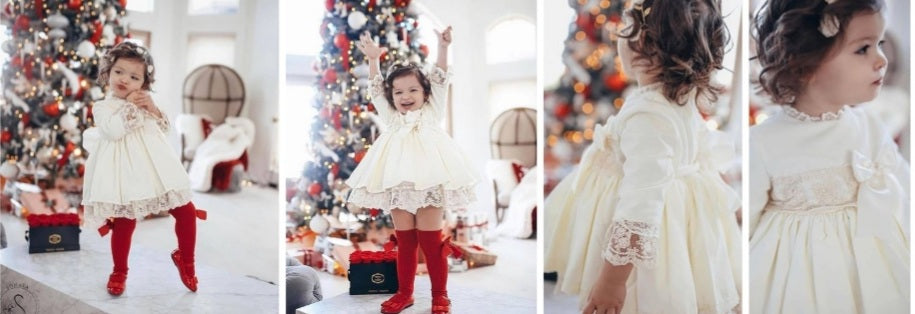 Sonata Ivory Velvet Puffball Dress (Made to order)