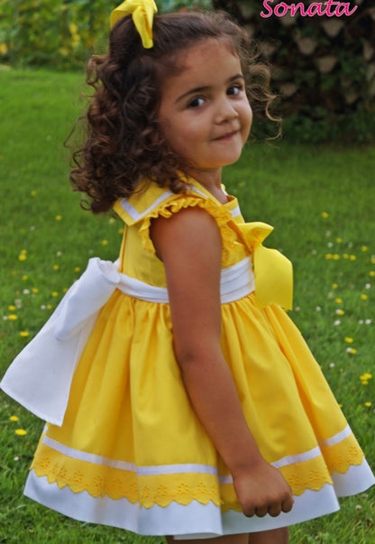 Girls Anchor Yellow Dress (Made to order)