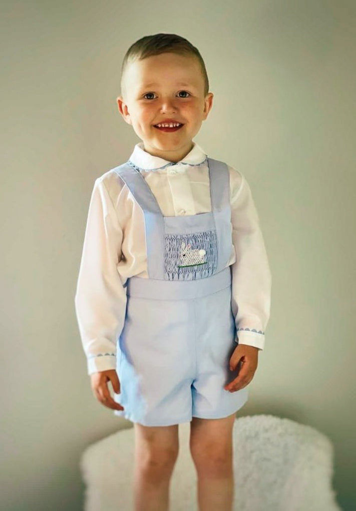 Sonata Bunny Boys Smocked T-Bar Set Blue (in Stock)