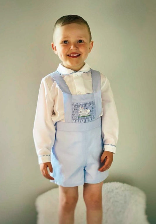 Sonata Bunny Boys Smocked T-Bar Set Blue (in Stock)