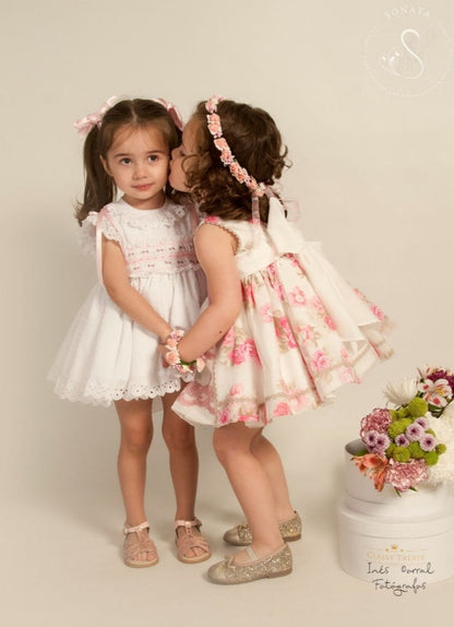 Sonata White Plumetti Smock Dress (Made to order)