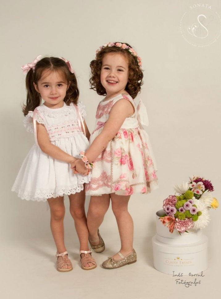 Sonata White Plumetti Smock Dress (Made to order)