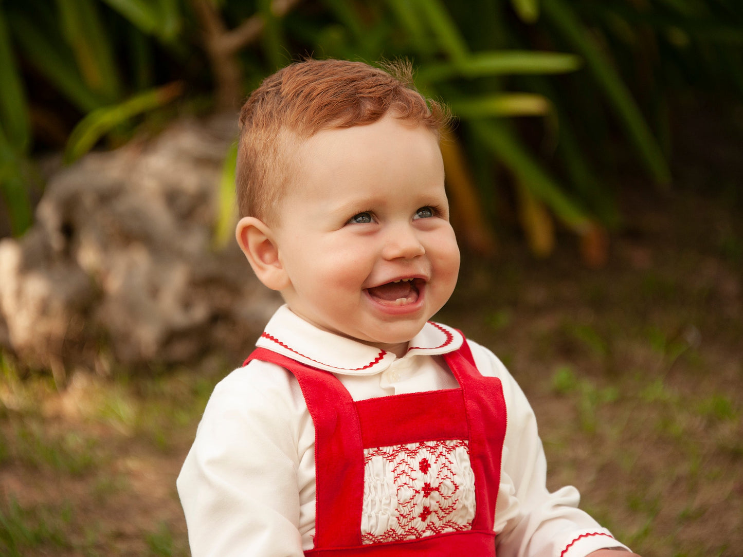 Sonata Boys Red Velvet H-Bar Smocked Set AW (Made to order)