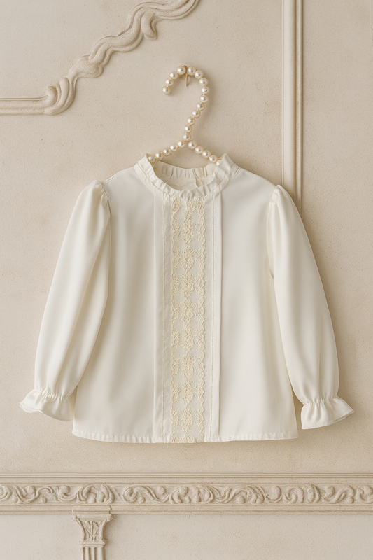 Girls Cream & Golden Handmade Blouse AW25 (Made to order)