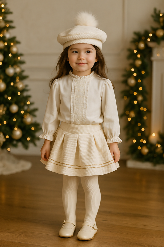 Girls Cream & Golden Handmade Skirt AW25 (Made to order)