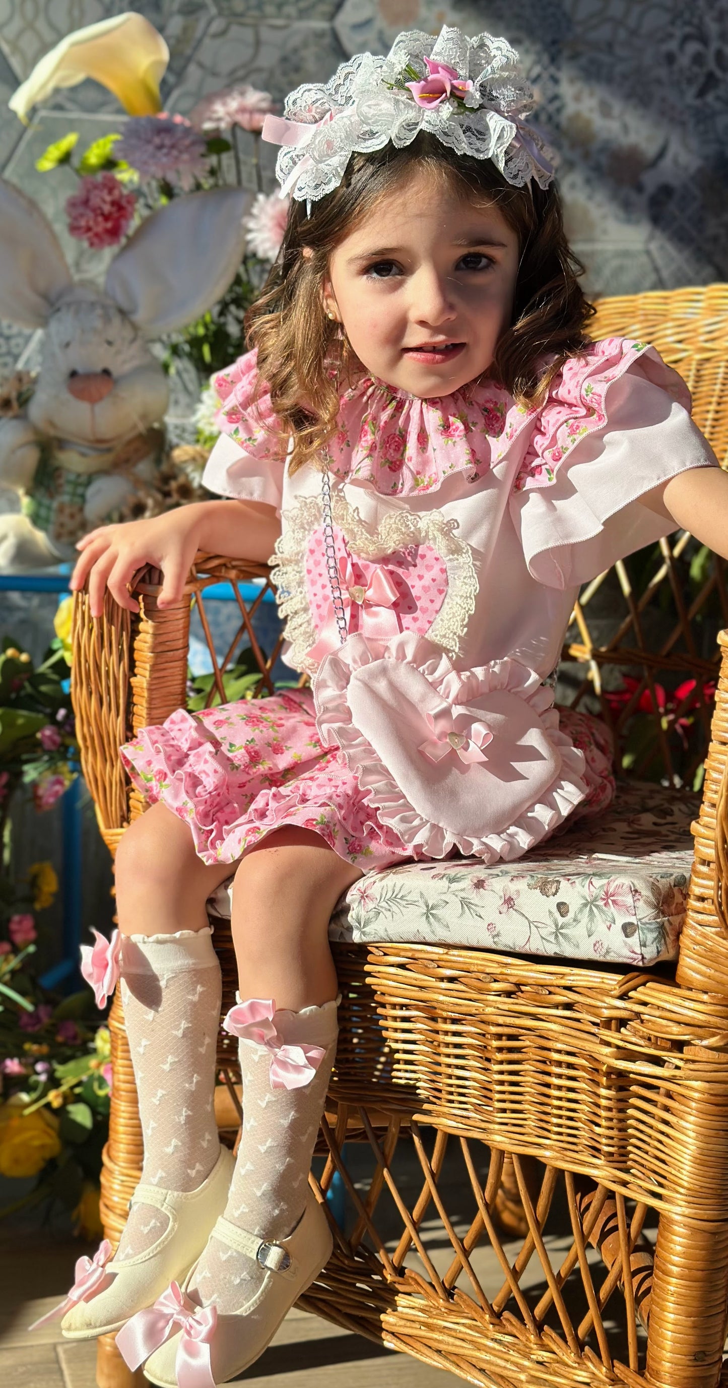 Sonata Girls Heart & Roses Blouse & Skirt Set - (Made To Order)