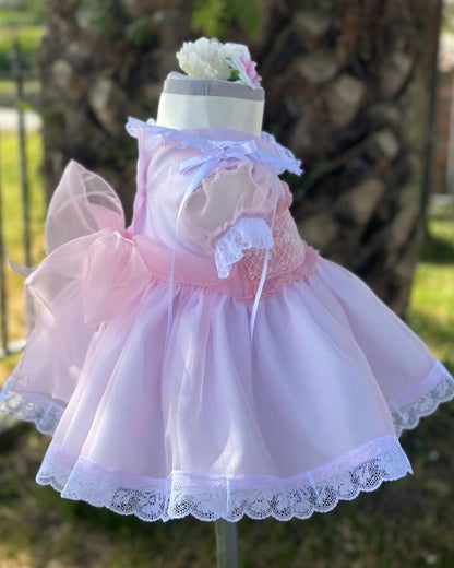 Sonata Girls Baby Pink Smocked Dress (Made to order)