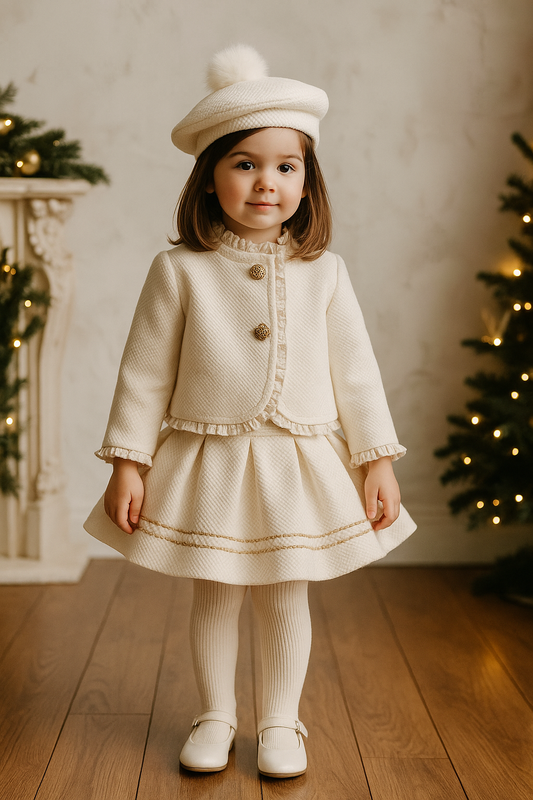 Girls Cream & Golden Handmade Jacket AW25 (Made to order)