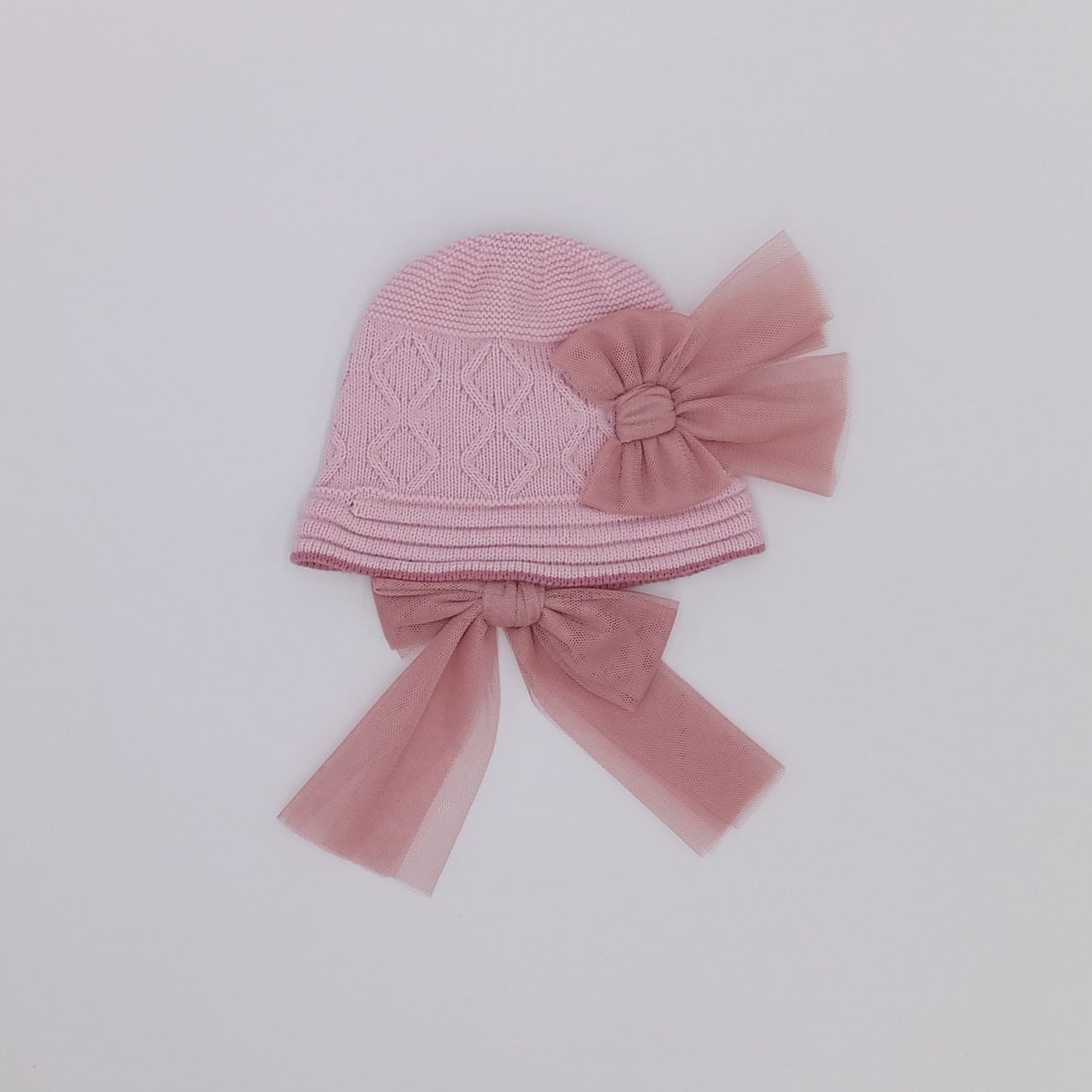 Girls Rahigo Dusky Pink Tulle Bow Bonnet AW25 in stock
