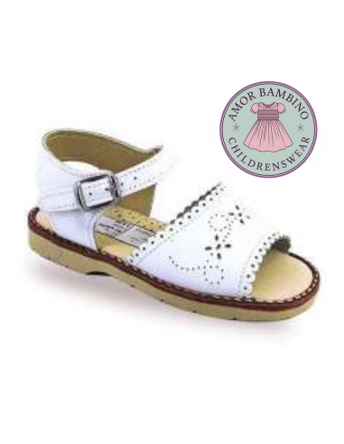 Girls White Leather Summer Sandals (In Stock)