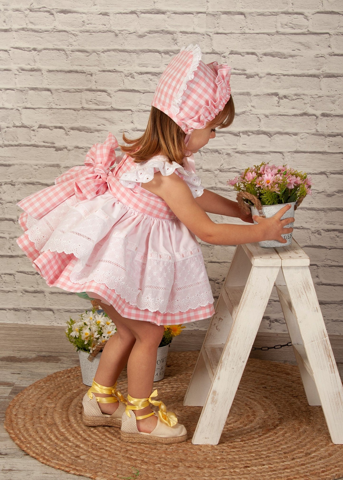 Sonata Handmade Pink Checked Dress (Made to order)