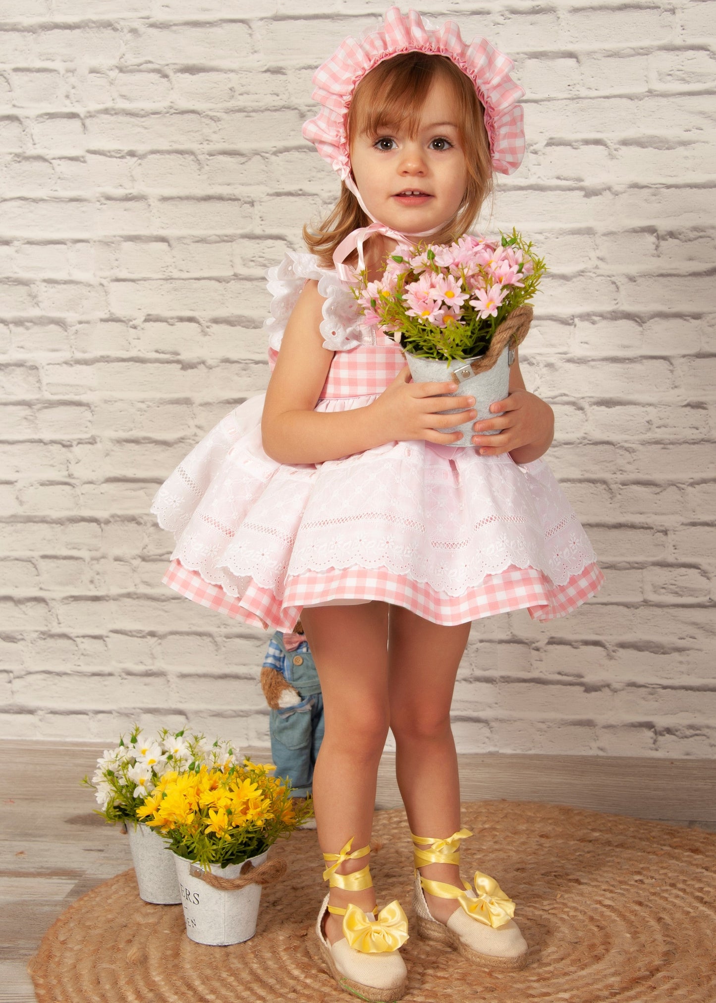 Sonata Handmade Pink Checked Dress (Made to order)