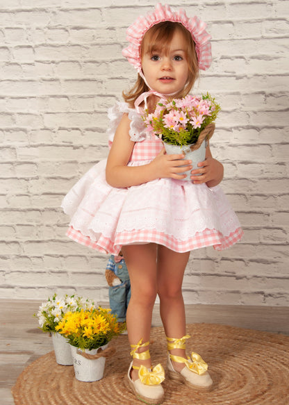Sonata Handmade Pink Checked Dress (Made to order)