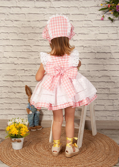Sonata Handmade Pink Checked Dress (Made to order)