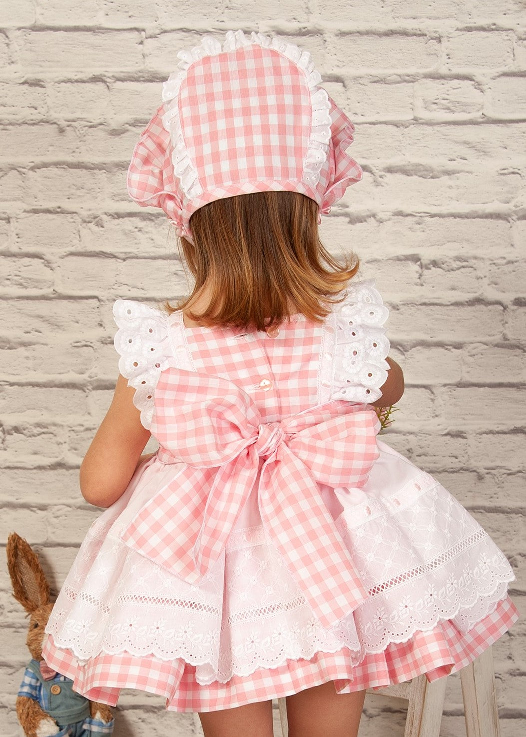 Sonata Handmade Pink Checked Dress (Made to order)
