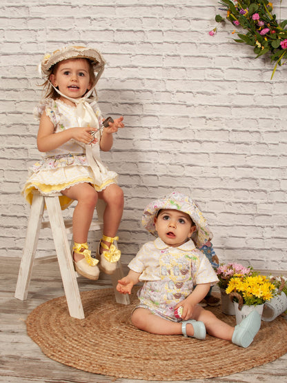 Sonata Boys Easter Print Romper & Hat Set - in stock 12m