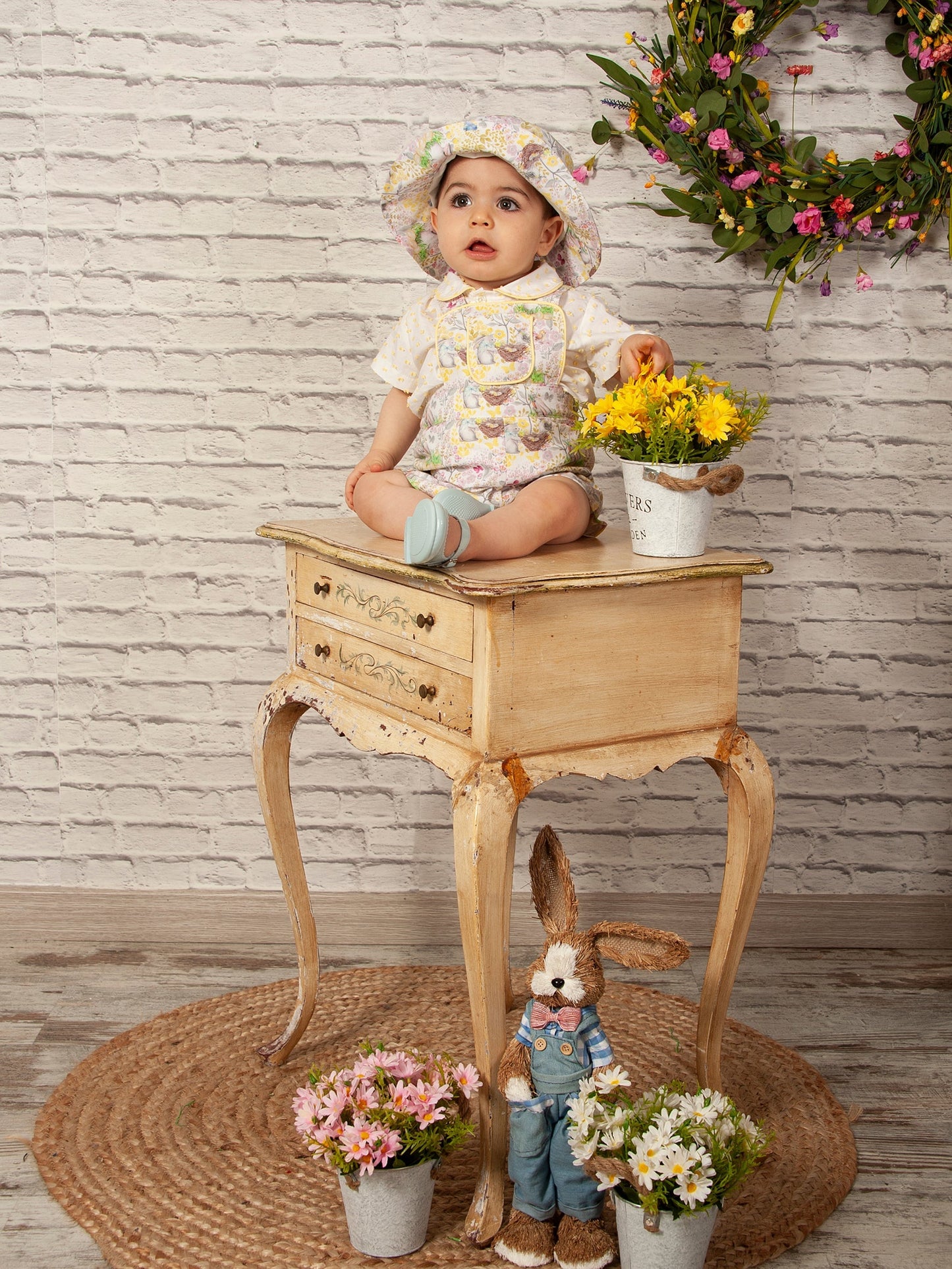 Sonata Boys Easter Print Romper & Hat Set - in stock 12m