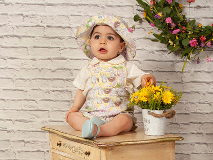 Sonata Boys Easter Print Romper & Hat Set - in stock 12m