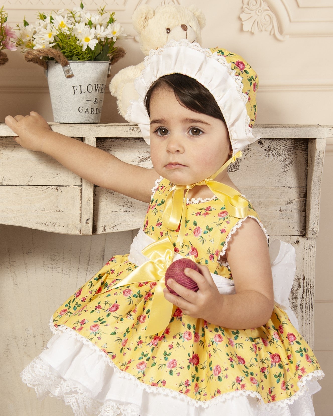 Yellow Floral Handmade Puffball Dress -(Made To Order)