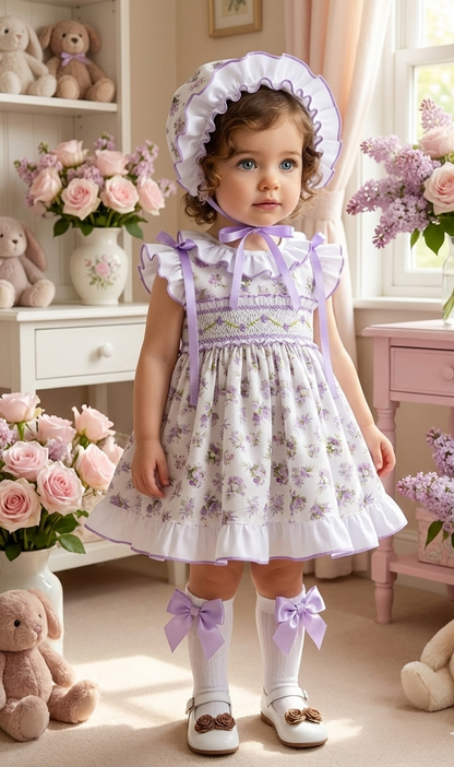 Lilac Blossom Handmade Girls Sonata Dress SS26 (Made to order)