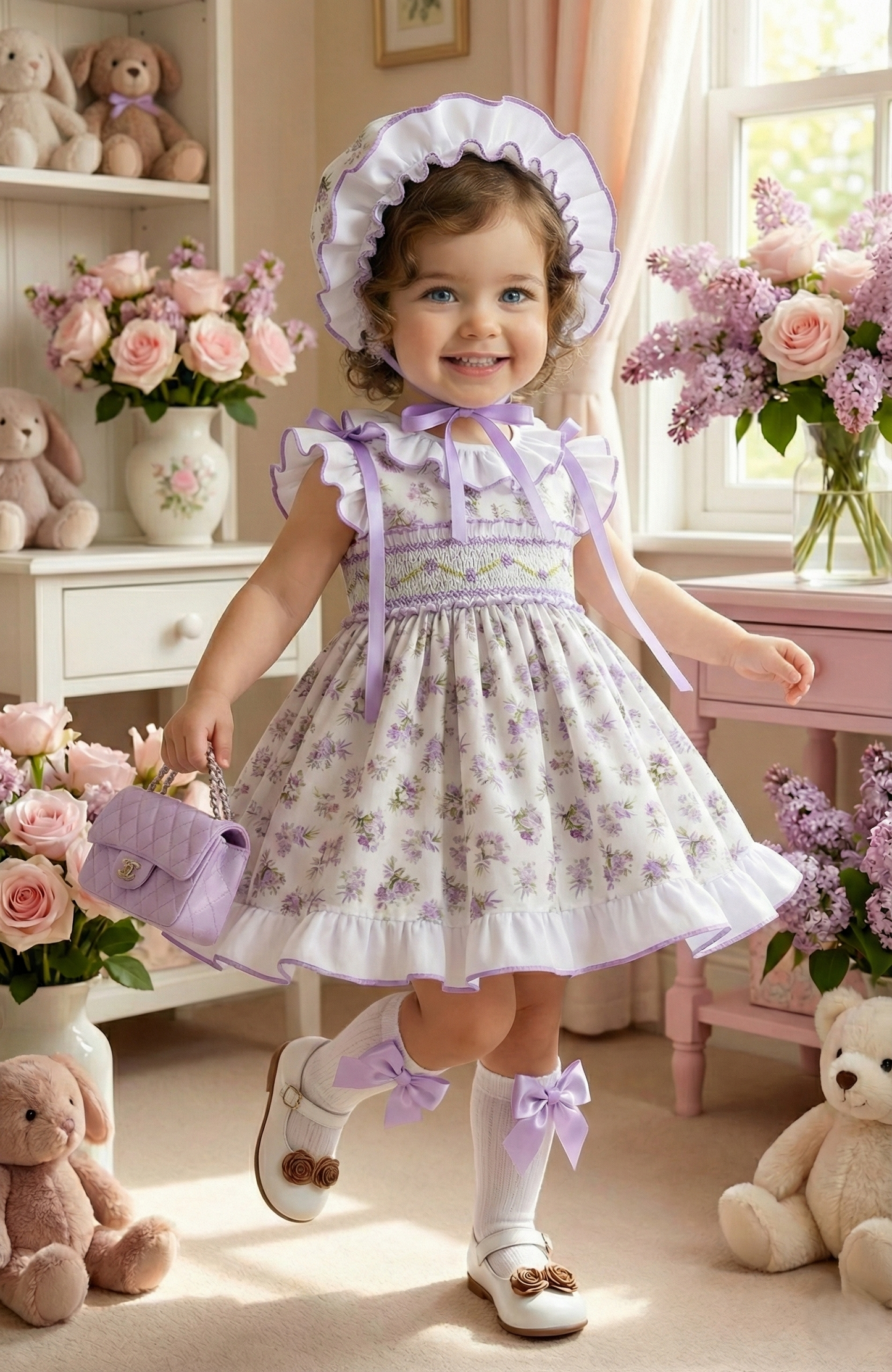 Lilac Blossom Handmade Girls Sonata Dress SS26 (Made to order)