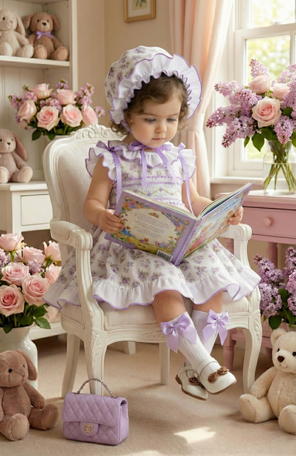 Lilac Blossom Handmade Girls Sonata Dress SS26 (Made to order)