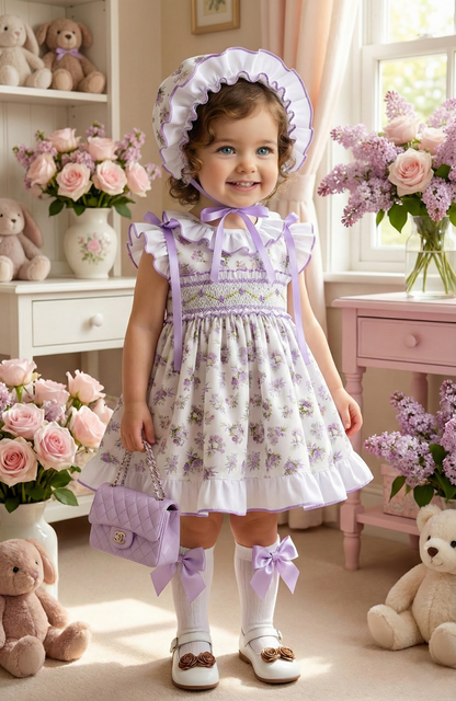 Lilac Blossom Handmade Girls Sonata Dress SS26 (Made to order)