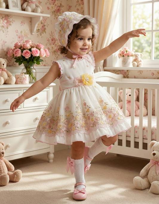 Isabella Embroided Girls Sonata Dress SS26 (Made to order)