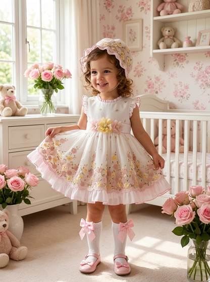 Isabella Embroided Girls Sonata Dress SS26 (Made to order)