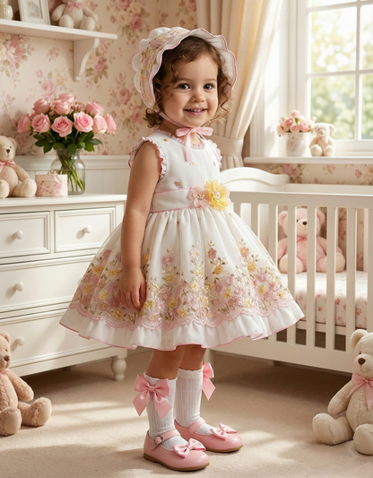 Isabella Embroided Girls Sonata Dress SS26 (Made to order)